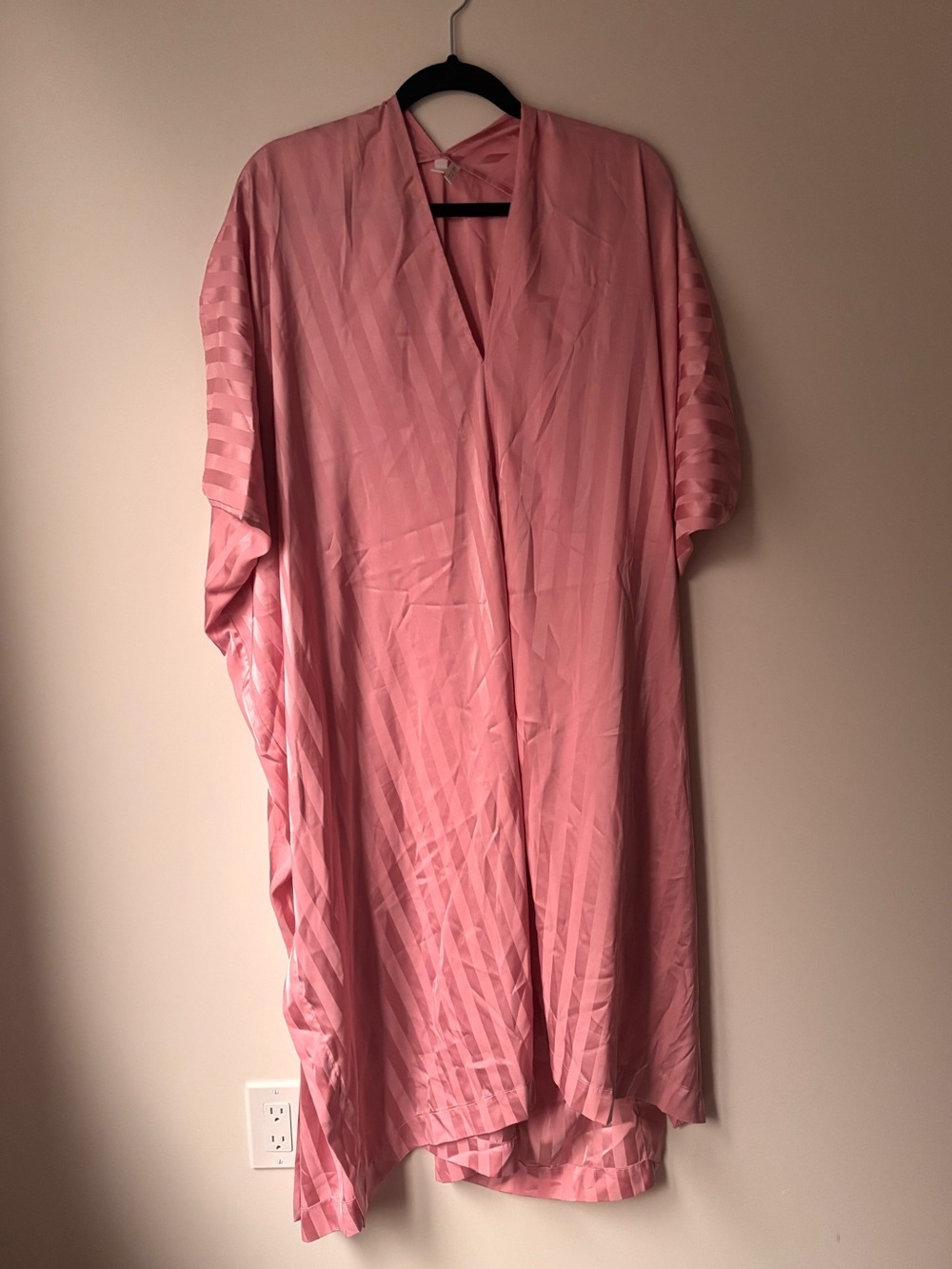 Satin Pink Kimono-Style Lounge Robe - Picture 2 of 6